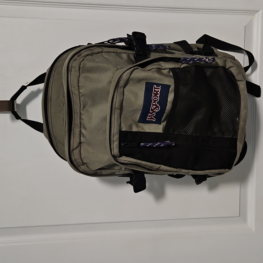 Vintage Jansport Backpack Heavy Duty Gray Hiking Outdoor Travel School Outdoors